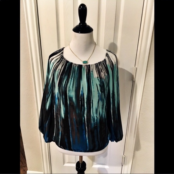 Vince Camuto Blue  brush strokes blouse - Size XS - Picture 3 of 10